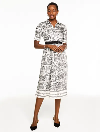 Talbots Plus Size - Twill Shirtdress - London Map - Ivory/black - 22  In Multi