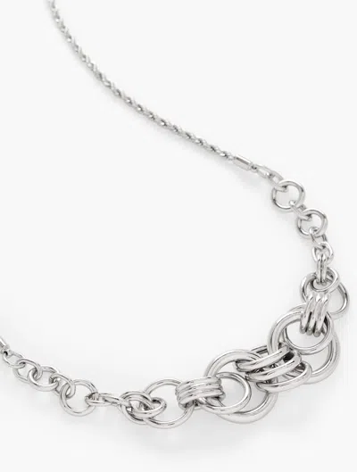 Talbots Interlock Sculptural Necklace - Silver - 001  In Silver