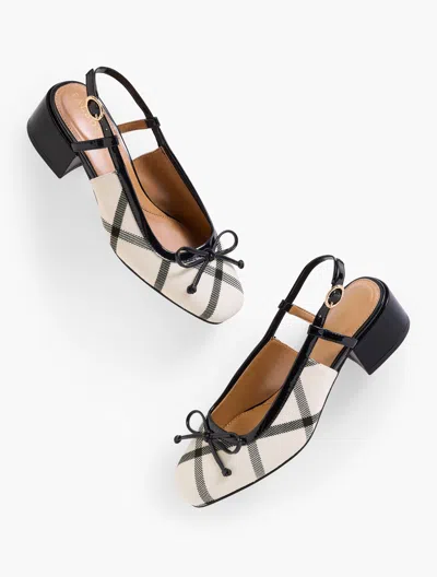 Talbots Marlow Slingback Pumps - Windowpane - Ivory/black - 10 1/2 M  In Multi
