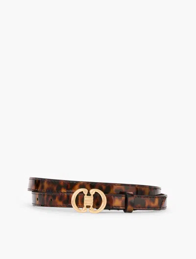 Talbots Tortoiseshell Patent Slim Belt - Brown - Small  In Brown