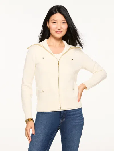 Talbots Plus Petite - Full-zip Cardigan Sweater - Ivory - 2x  In White