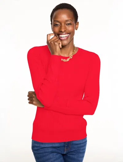 Talbots Plus Petite - Ribbed Pointelle Crewneck Sweater - Bright Apple - 3x  In Red