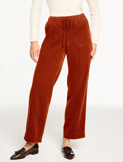 Talbots Plus Size - Straight Leg Pull-on Corduroy Pants - Burnt Orange - X  In Orange