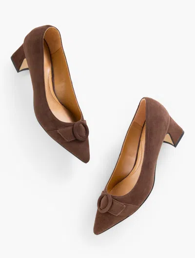 Talbots Edith Suede Flare Heel Pumps - Dark Walnut - 10 1/2 M  In Brown