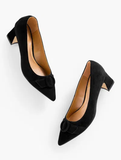 Talbots Edith Suede Flare Heel Pumps - Black - 10 1/2 M  In Black