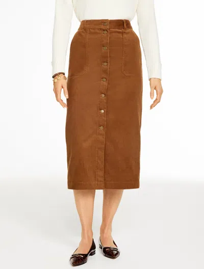 Talbots Corduroy Midi Skirt - Caramel - 18  In Brown