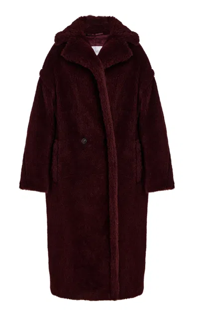 Max Mara Bordeaux Teddy Bear Icon Coat In Alpaca And Wool In Burgundy