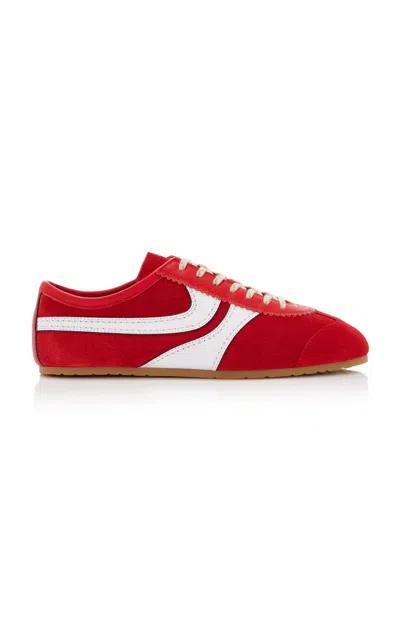 Dries Van Noten 70s Marathon Spirit Suede Low-top Sneakers In Red