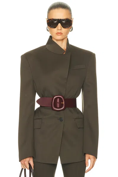 Attico Lapel Jacket With Flap And Chest Pockets In Brown