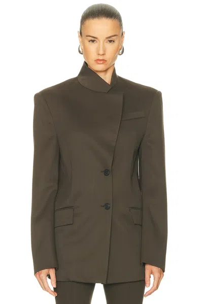 Attico Lapel Jacket With Flap And Chest Pockets In Brown