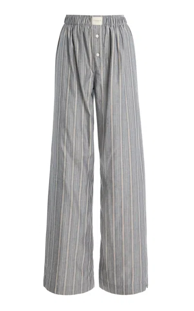 Comme Si La Boxer Alta Cotton-flannel Pants In Gray