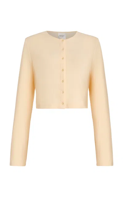 Leset Lauren Crop Cardigan In Vanilla In Neutral
