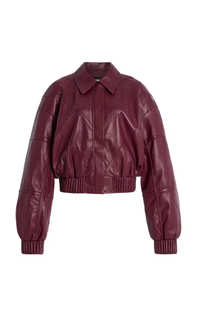 Rotate Birger Christensen Collared Panel Detailing Bomber Jacket In Red