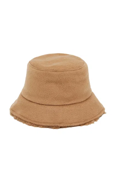 Max Mara Reversible Camel And Teddy Fabric Cloche Hat In Brown