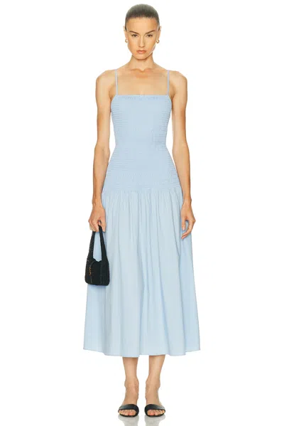 Solid & Striped The Vida Smocked Sleeveless Maxi Dress In Blue