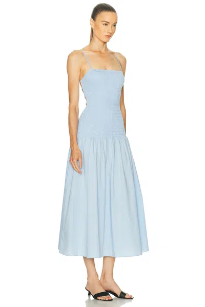 Solid & Striped The Vida Smocked Sleeveless Maxi Dress In Blue