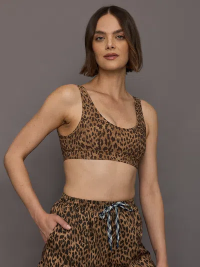 The Upside Panthera Daisy Scoop Neck Sports Bra In Brown