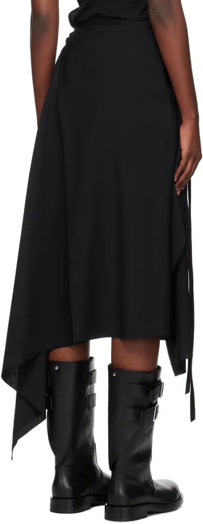 Ann Demeulemeester Black Ylva Wrap Midi Skirt In Animal Print