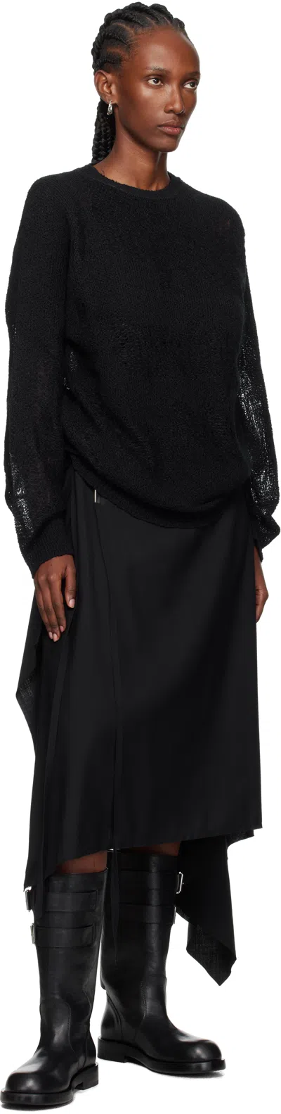 Ann Demeulemeester Black Ylva Wrap Midi Skirt In Animal Print