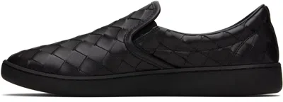 Bottega Veneta Black Calf Leather Sawyer Slip On Sneaker In Black