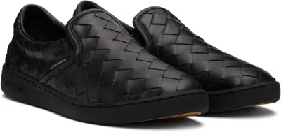 Bottega Veneta Black Calf Leather Sawyer Slip On Sneaker In Black