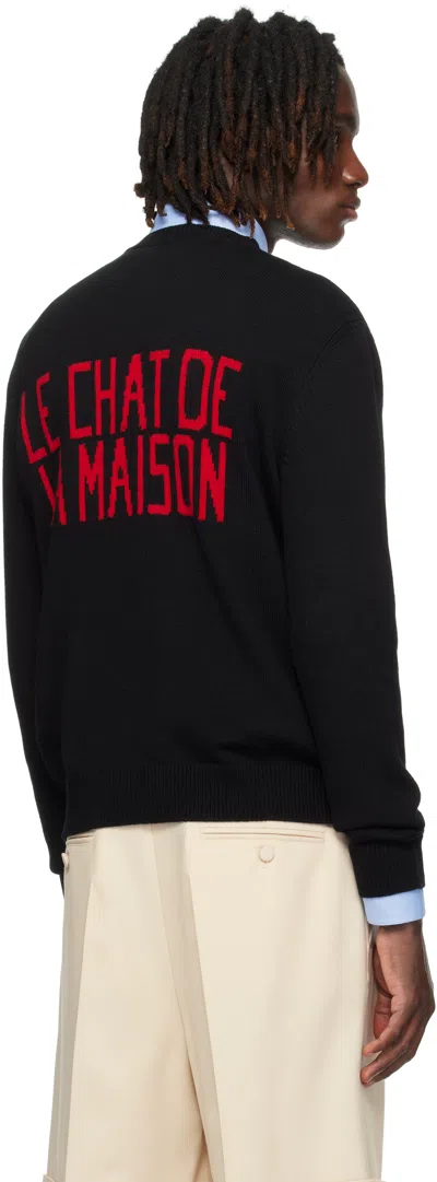 Valentino Wool Cotton Chat De La Maison Sweater In Black