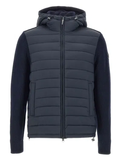 Colmar Hooded Jacket With Knitted Sleeves In Blue