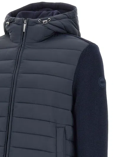 Colmar Hooded Jacket With Knitted Sleeves In Blue