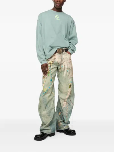 Acne Studios Logo-printed Long-sleeve T-shirt In Blue