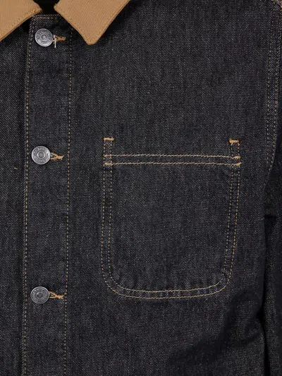 对比领牛仔衬衫式夹克