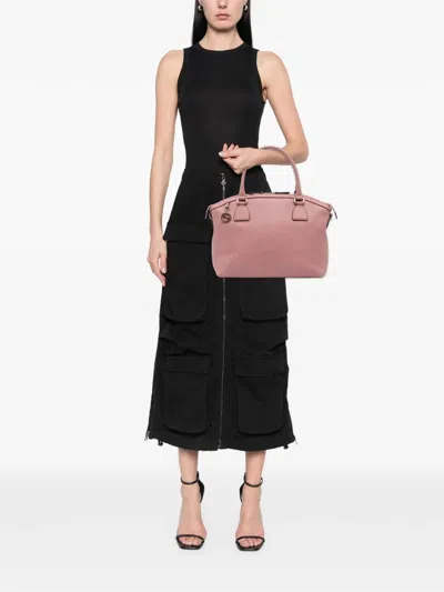 Pre-owned Gucci 2016-2025 Medium Leather Gg Charm Dome Satchel In Pink