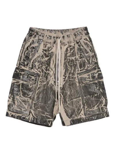 Rick Owens Drkshdw Cargo Style Bermuda Shorts All Over Print In Gray