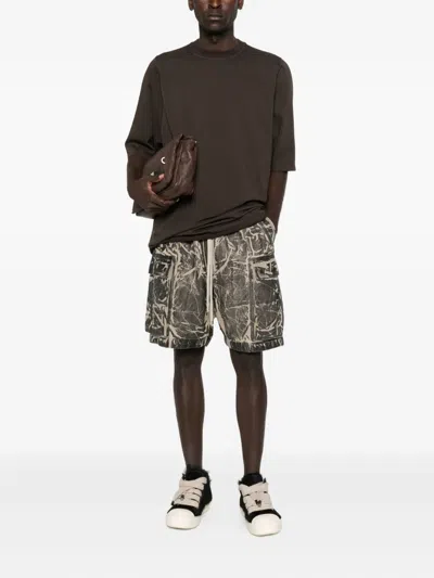 Rick Owens Drkshdw Cargo Style Bermuda Shorts All Over Print In Gray