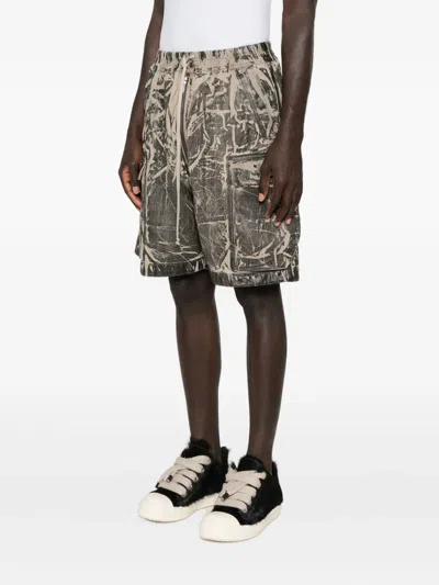 Rick Owens Drkshdw Cargo Style Bermuda Shorts All Over Print In Gray