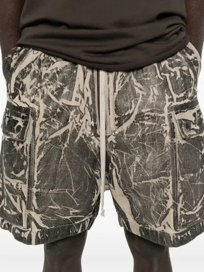 Rick Owens Drkshdw Cargo Style Bermuda Shorts All Over Print In Gray