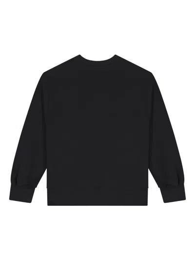 Msgm Black Sweatshirt For Kids With White Logo In Black