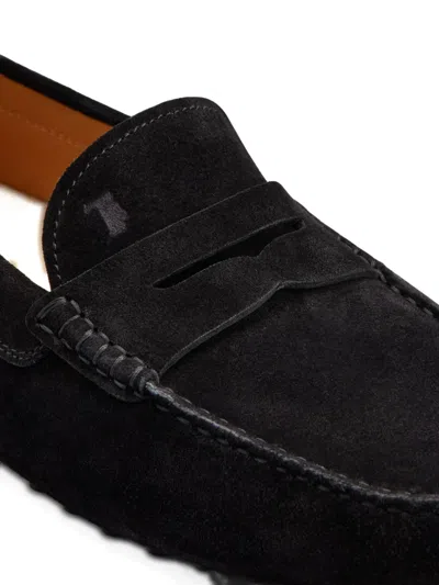 Tod's Pebble-detail Suede Loafers In Black