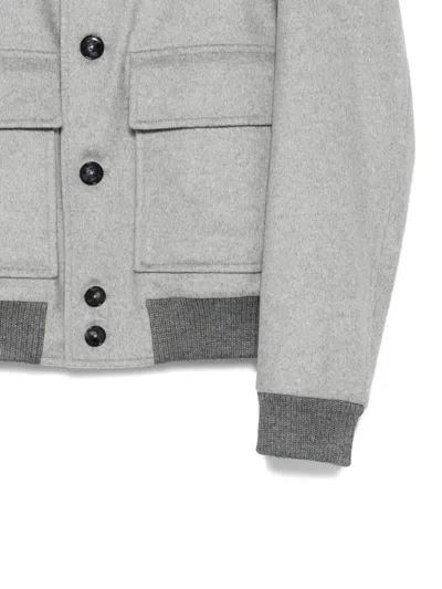 Hugo Boss Boss Boss Grey Wool Jacket With Front Pockets In Gray