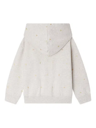 Bonpoint Talent Cherry-printed Zip-up Hoodie In Gray
