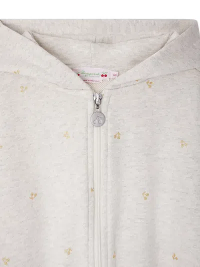 Bonpoint Talent Cherry-printed Zip-up Hoodie In Gray