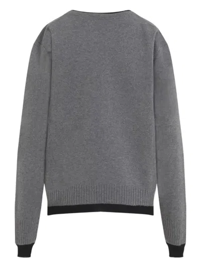 Miu Miu Two-tone Cashmere And Silk Oversize Sweater In Gray
