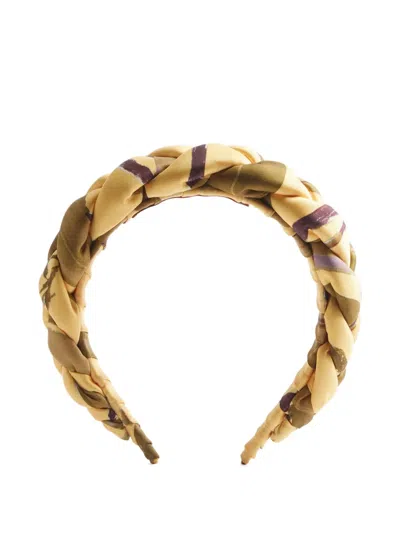 La Doublej Braided Patterned Headband In Yellow