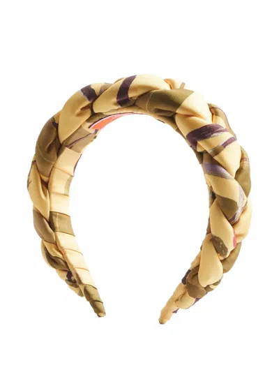 La Doublej Braided Patterned Headband In Yellow