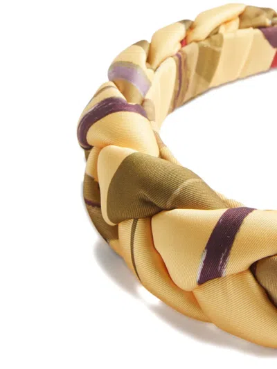 La Doublej Braided Patterned Headband In Yellow