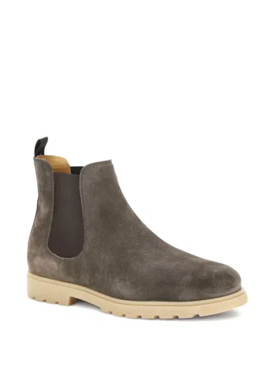 Kiton Elastic-panel Suede Boots In Gray