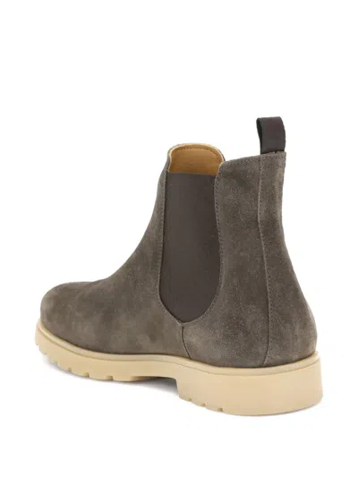 Kiton Elastic-panel Suede Boots In Gray