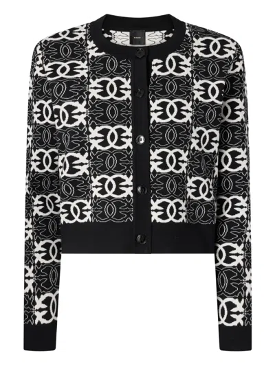 Pinko Cardigan À Logo Love Birds In Black