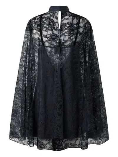 Pinko Rebrodè Lace Cape Mini Dress In Black