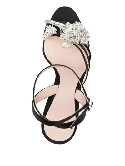 Valentino Ladycrush Strass Flower Ankle-strap Sandals In Black
