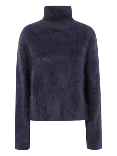 Lisa Yang The Floren High-neck Brushed Sweater In Blue